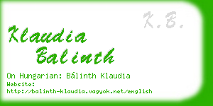 klaudia balinth business card